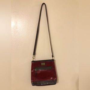 Tignanello leather red & brown leather crossbody / shoulder bag